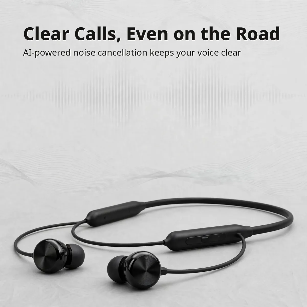 OnePlus Bullets Wireless Z3 calls card — Clear Calls, Even on the Road. AI-powered noise cancellation keeps your voice clear.