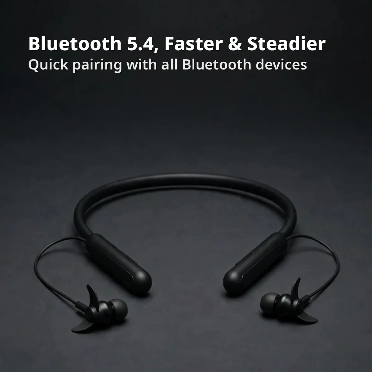 Philips TAN1120 connection card on a charcoal backdrop — Bluetooth 5.4, Faster & Steadier. Quick pairing with all Bluetooth devices.