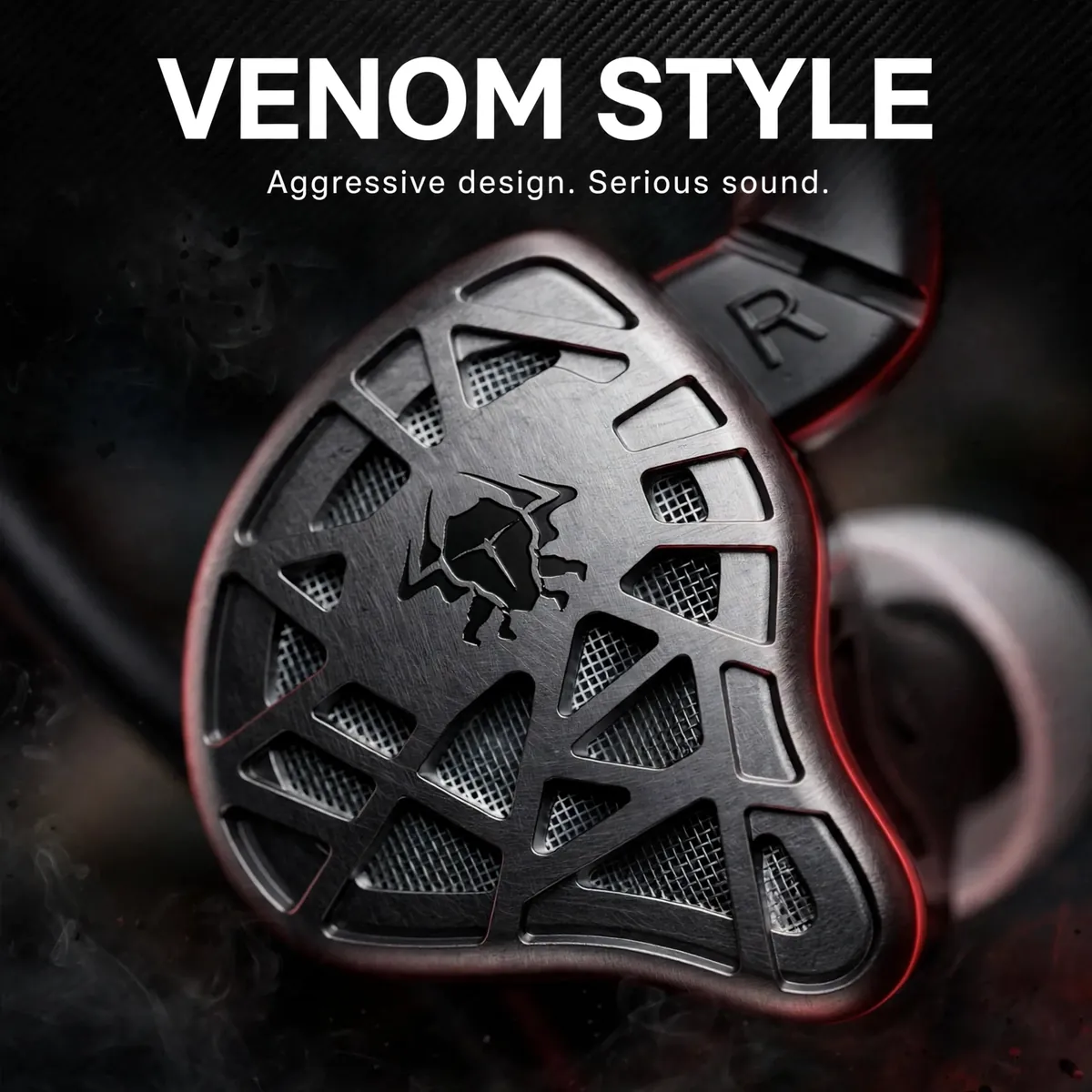 Plextone G31 Venom style promo macro of the venom faceplate — Venom Style. Aggressive design. Serious sound.