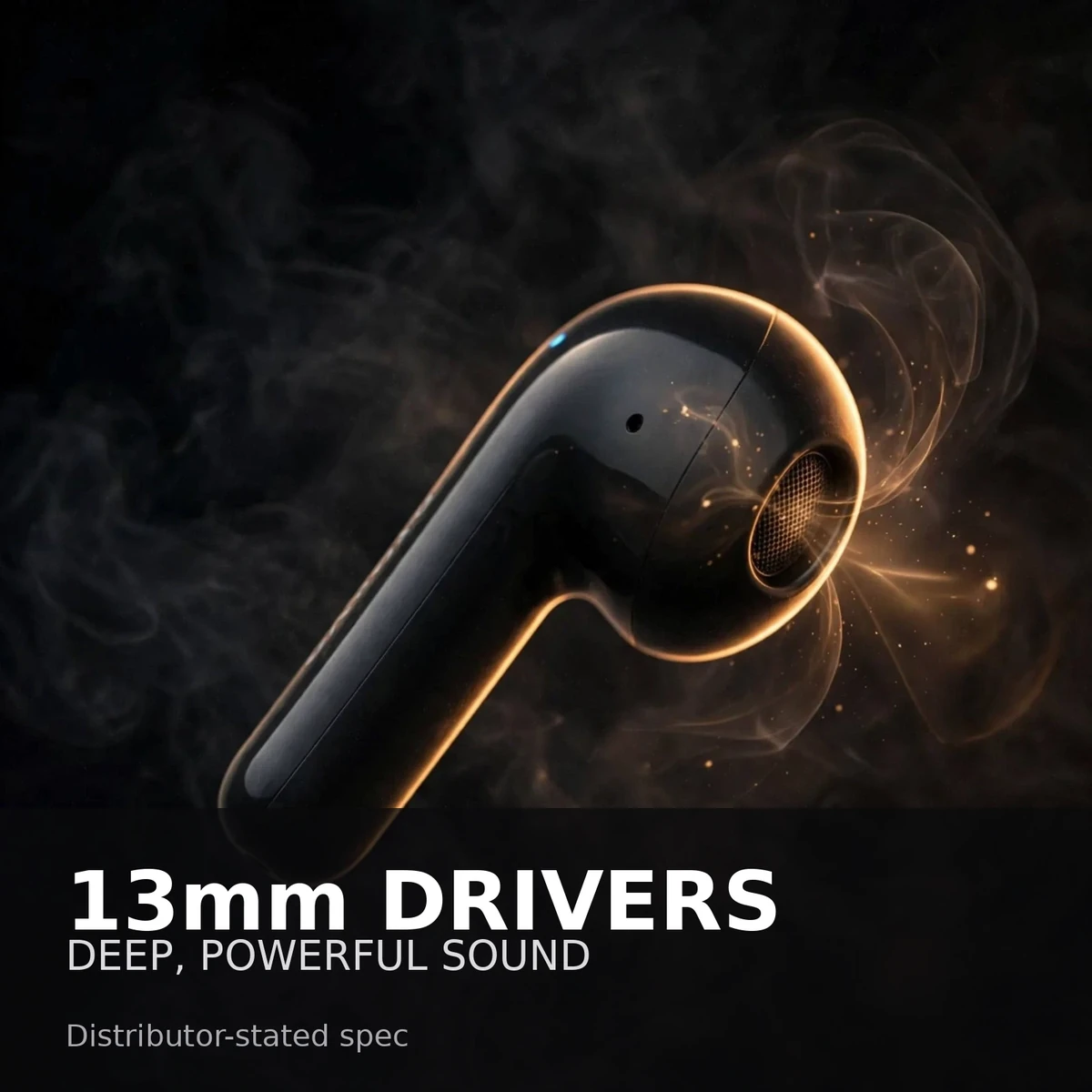 Proove Logic benefit card: 13mm drivers — deep, powerful sound, distributor-stated spec