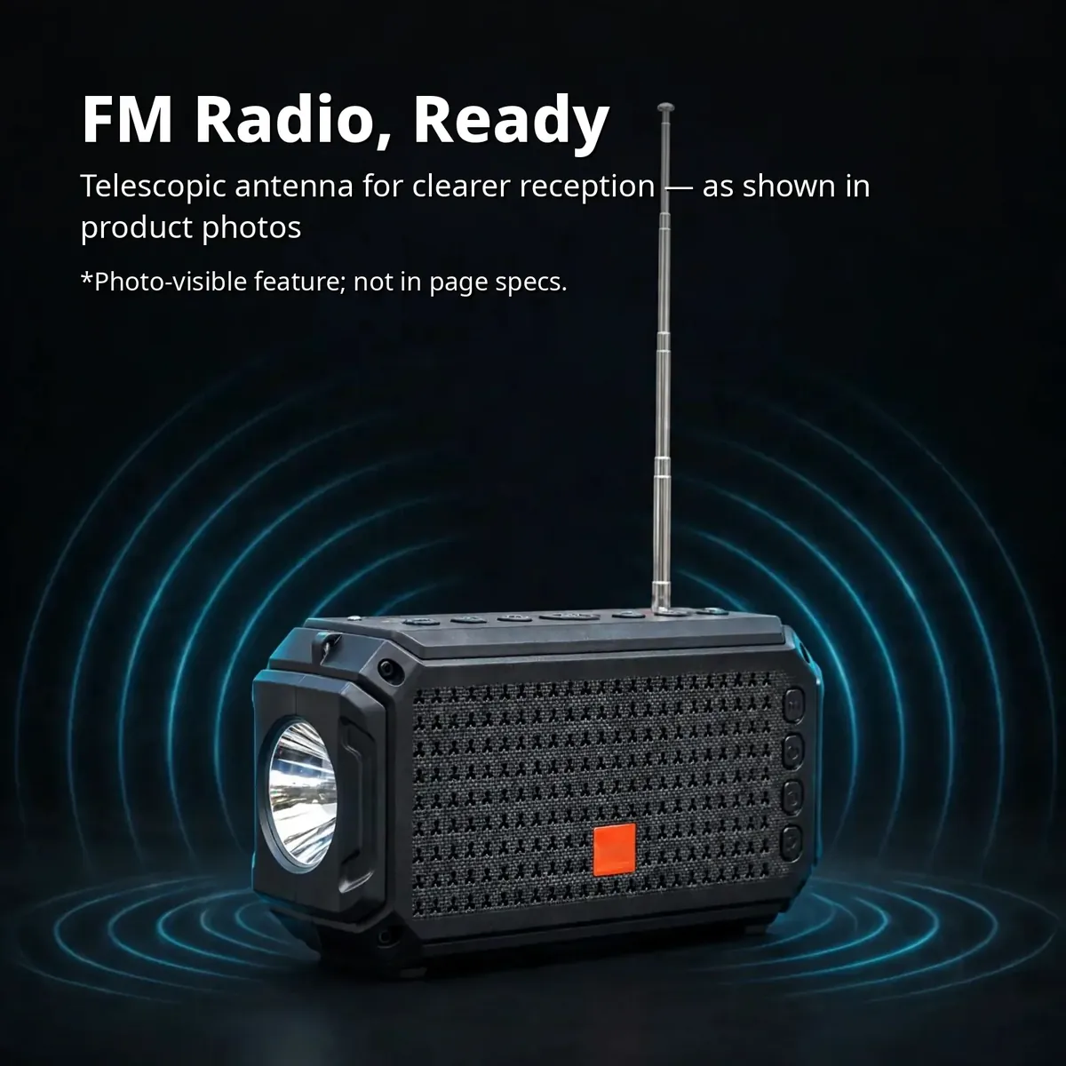 Kamasonic S-113BT FM radio card — telescopic antenna as shown in product photos