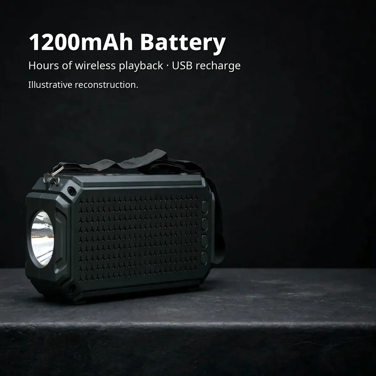 Kamasonic S-113BT 1200mAh battery card — hours of wireless playback, USB recharge
