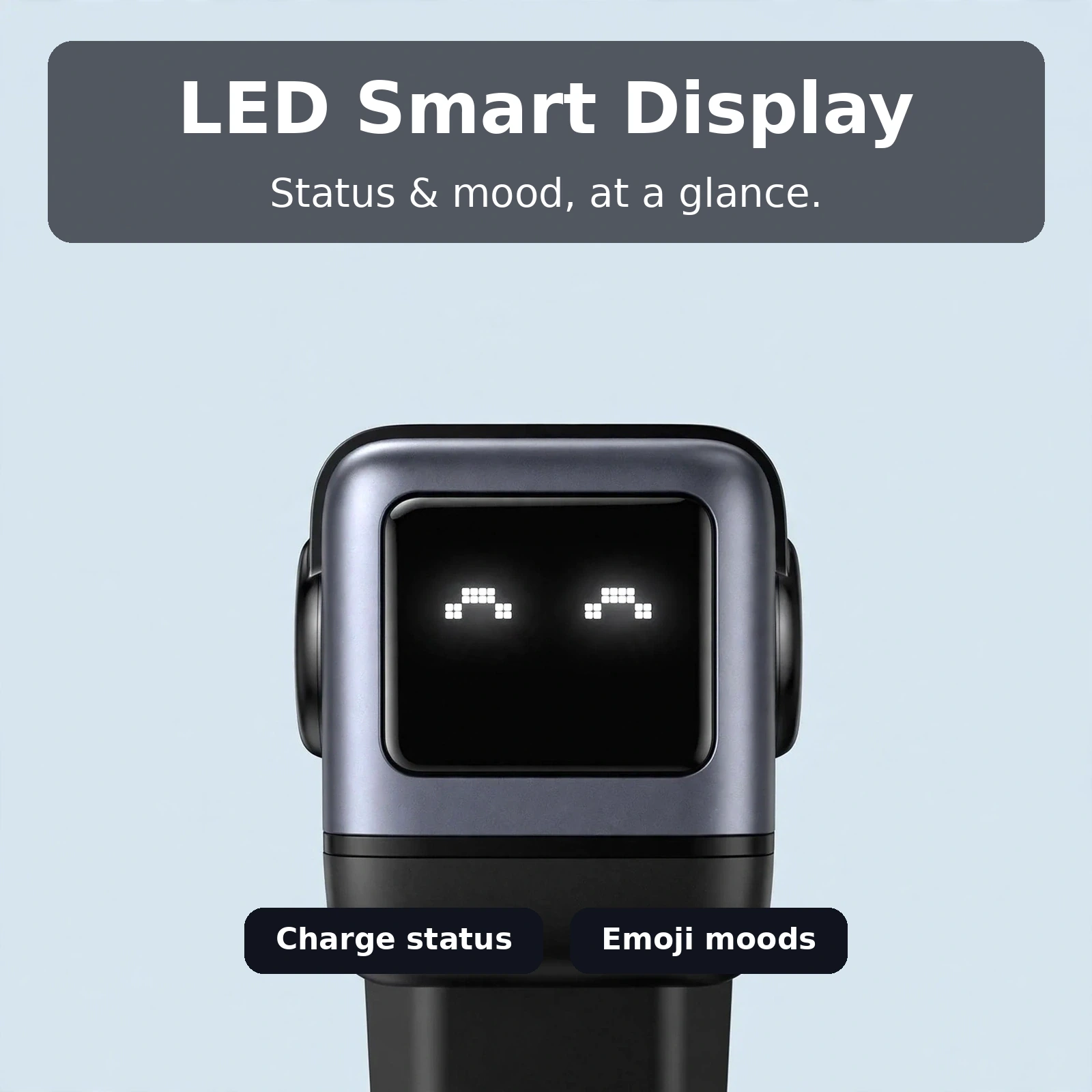 Close-up of the UGREEN Nexode RG robot LED face display
