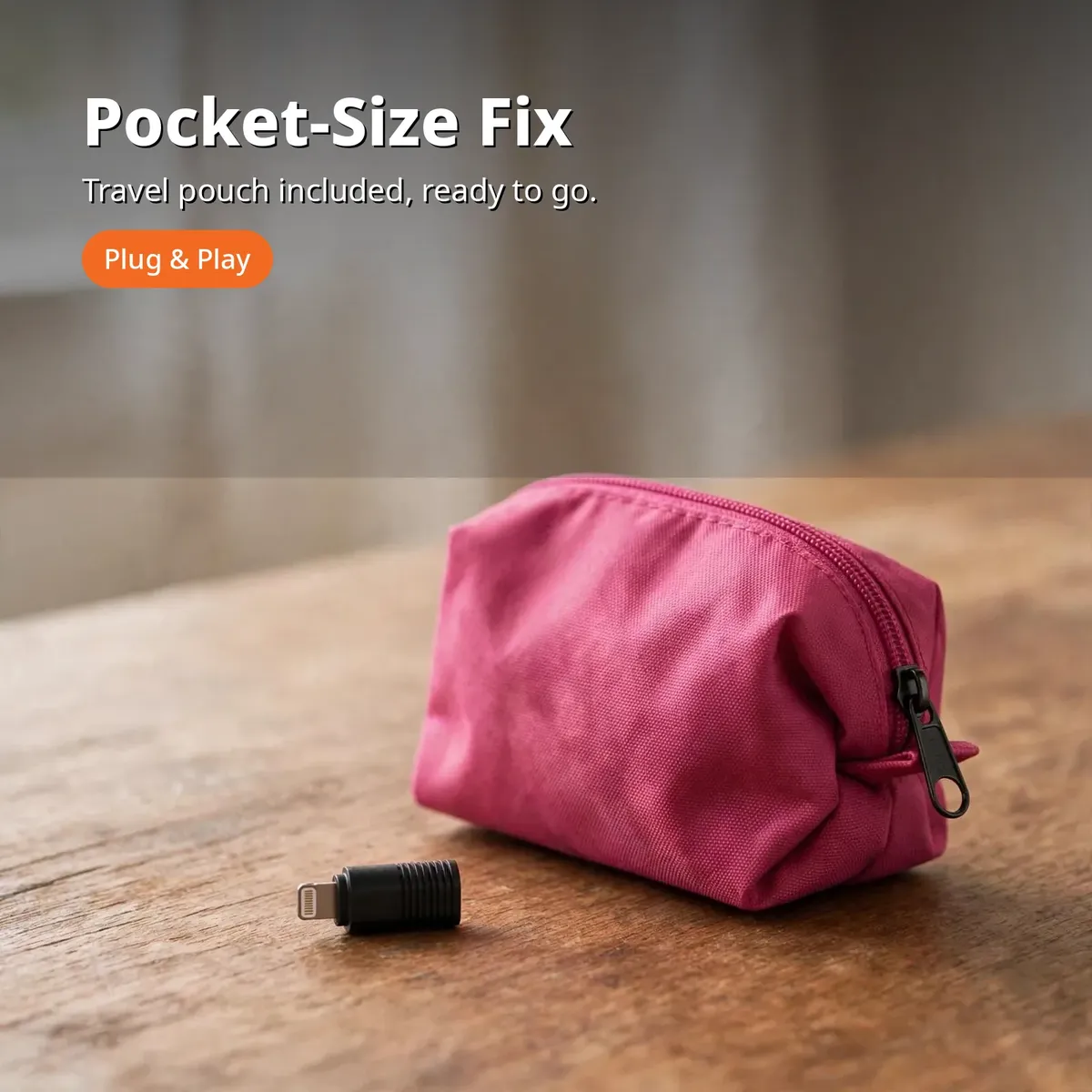 Ulanzi adapter promo card — Pocket-Size Fix. Travel pouch included, ready to go. Plug and Play.