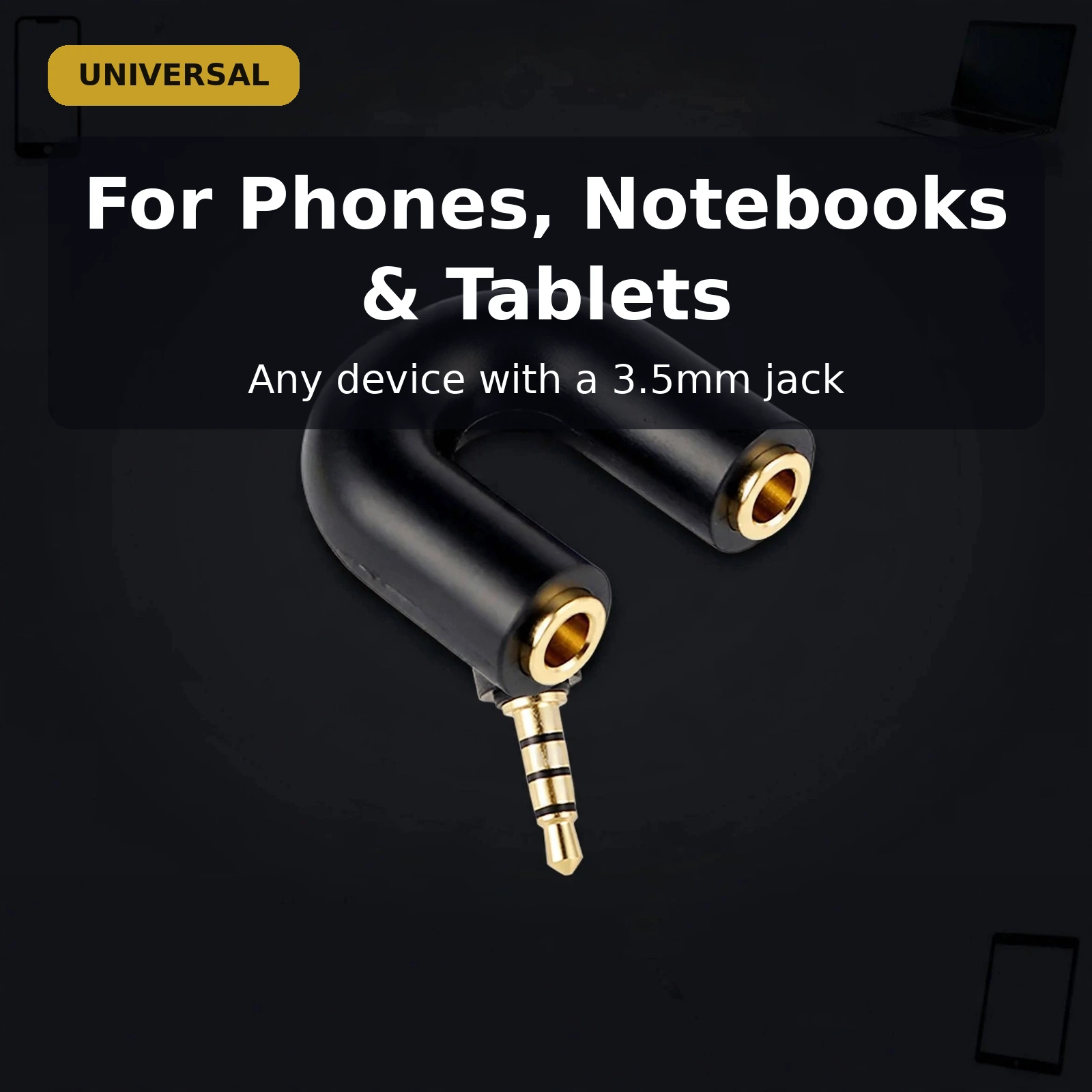 U-shape 3.5mm audio splitter for headphone and microphone compatibility card for phones notebooks and tablets