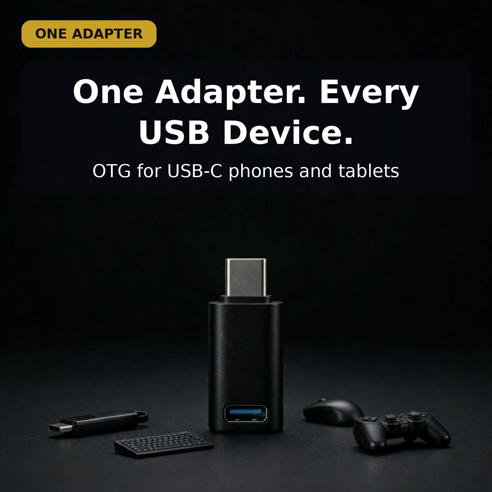 Valdus VA26 USB-C to USB-A OTG converter, USB 3.0 up to 5 Gbps, one adapter for every USB device