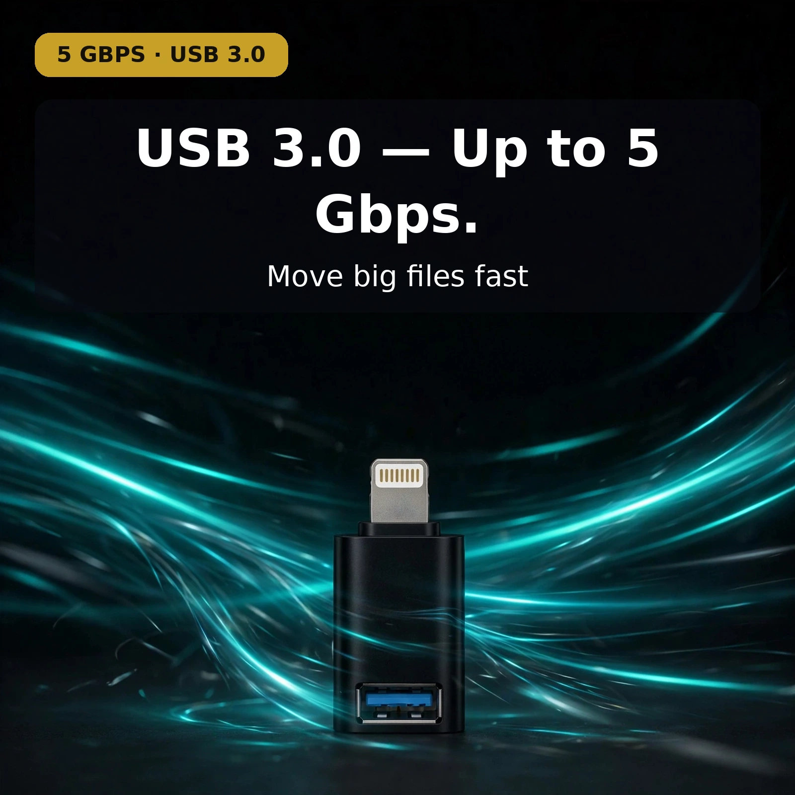 Valdus VA27 USB 3.0 Lightning OTG adapter rated up to 5 Gbps data transfer