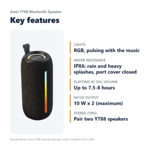 Key features: Awei Y788