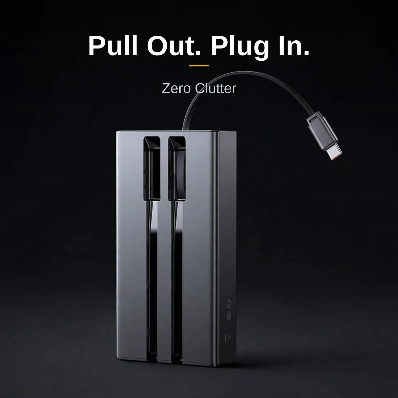 Baseus PPXD2-20 built-in Type-C cable pulled from its docked slot