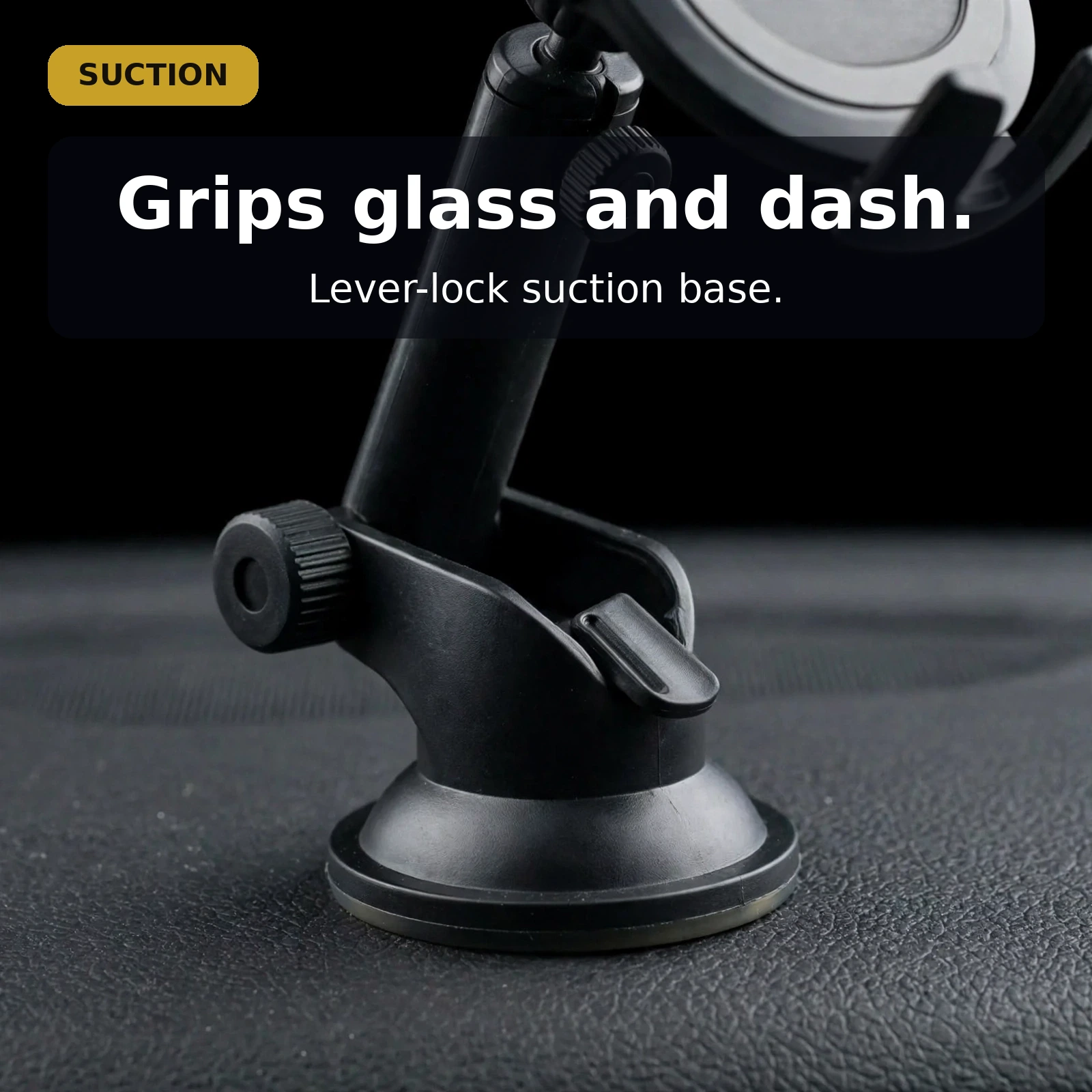 Universal 360 degree adjustable car phone holder lever-lock suction cup base