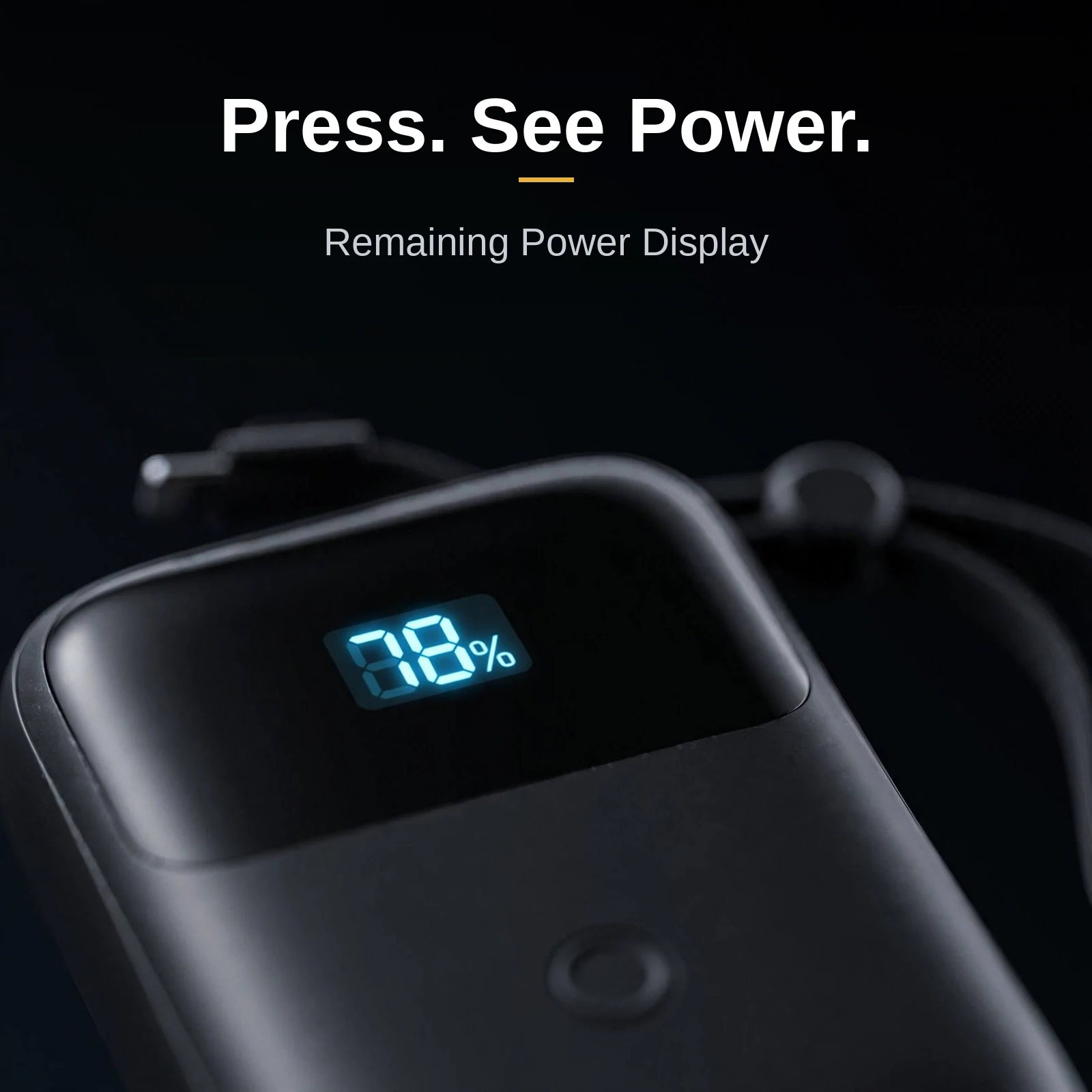 Close-up of the HAVIT PB5215 digital display showing remaining power