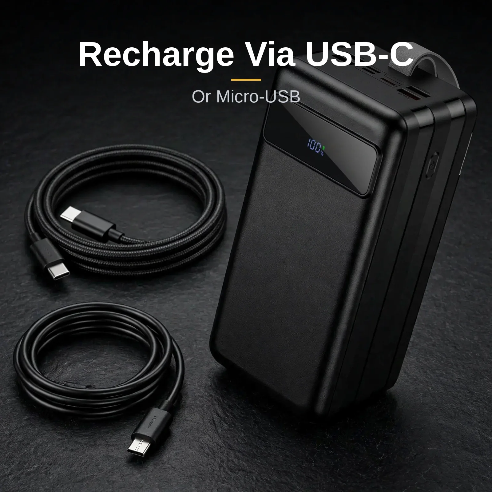HOCO DB50 power bank with USB-C and Micro-USB recharge cables