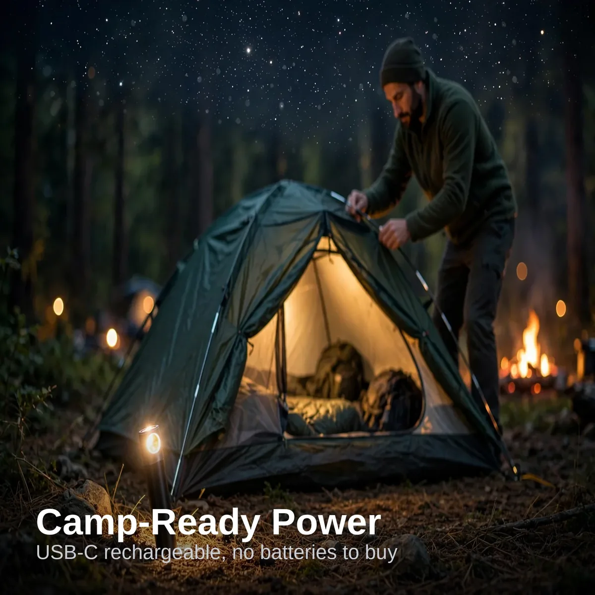 NexTool Simplicity 150LM flashlight in use at a campsite at night