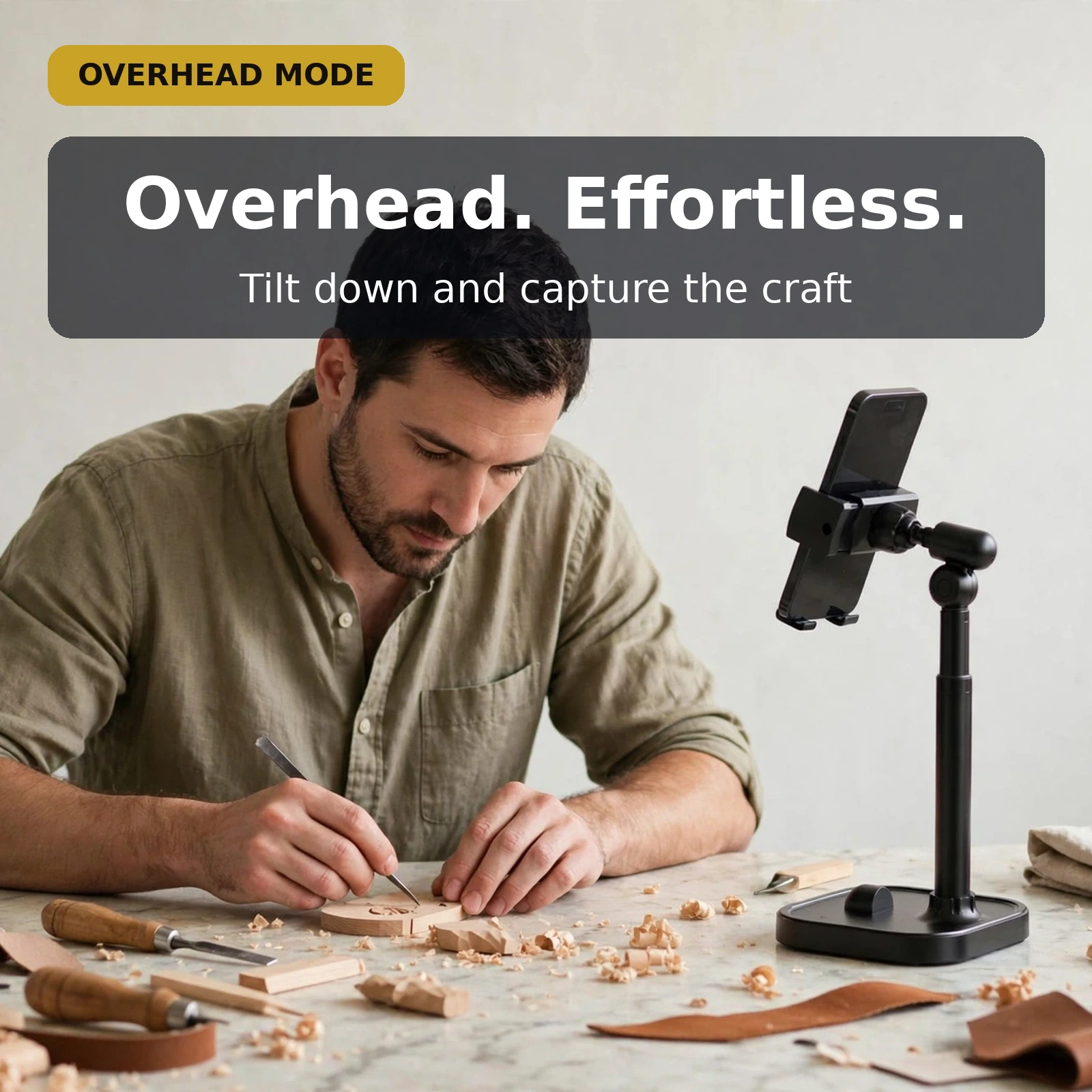 Plokama DT80 phone stand overhead mode for filming