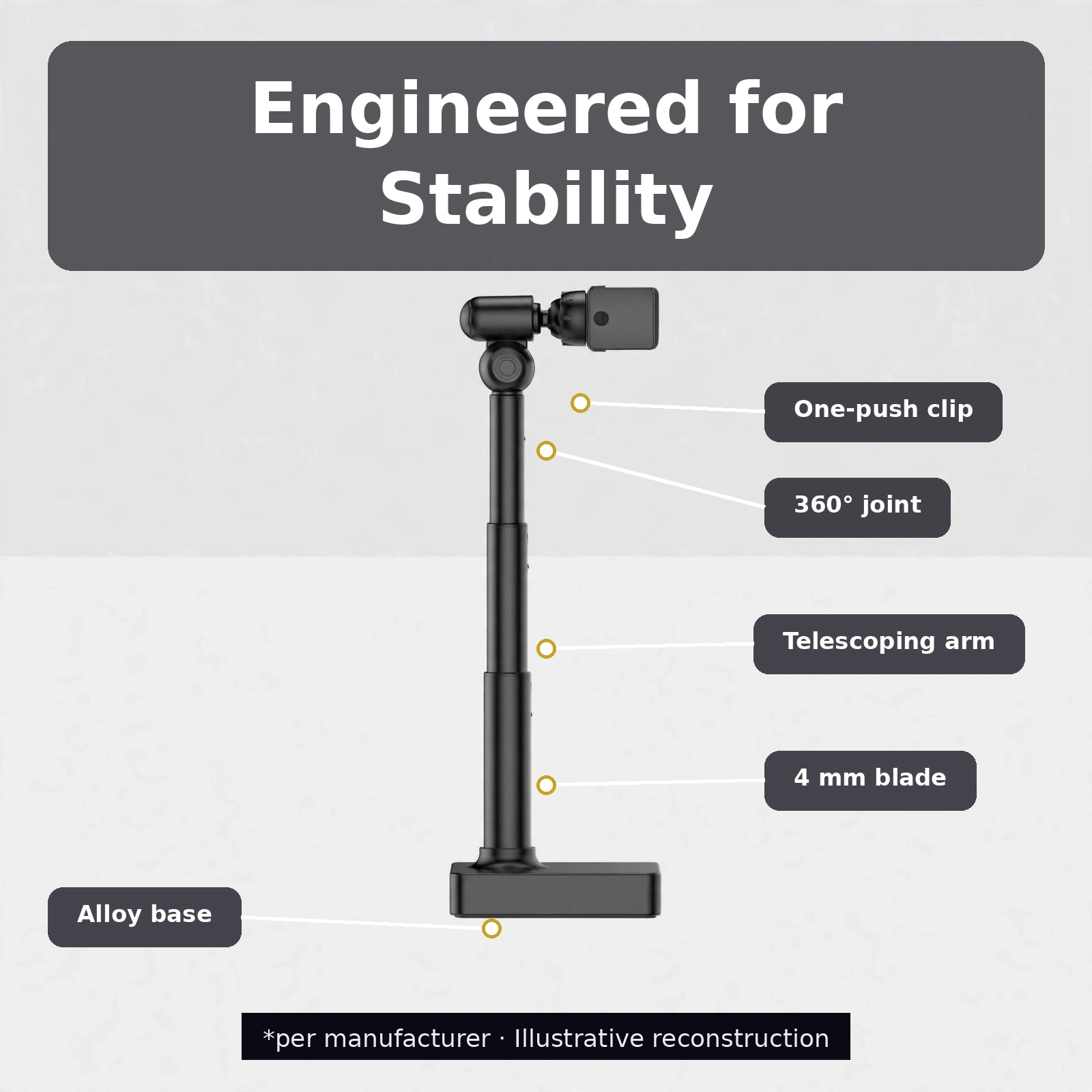 Plokama DT80 phone stand engineered for stability — component breakdown