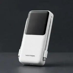 VENTION I15BB-V2 20000mAh 22.5W Power Bank with Built-in USB-C & Lightning Cables - White