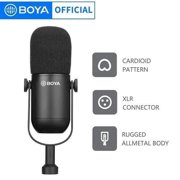 BOYA BY-DM500 Dynamic XLR Podcast Microphone BOYA BY-DM500 Dynamic XLR Podcast Microphone