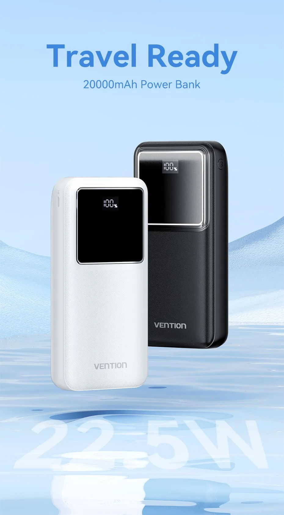 Vention FHLW0 22.5W 20000mAh Power Bank -WHITE Vention FHLW0 22.5W 20000mAh Power Bank -WHITE