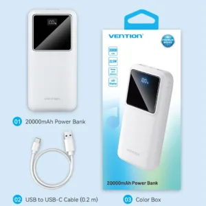 Vention FHLW0 22.5W 20000mAh Power Bank -WHITE