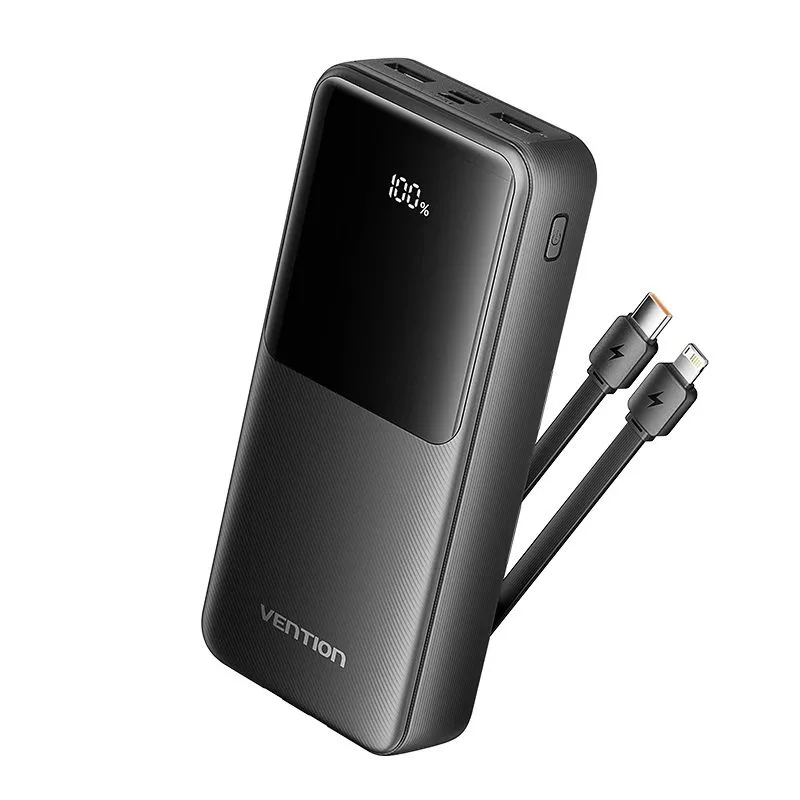 Vention FHPB0 22.5W 20000mAh Power Bank with Built-in USB-C and Lightning Cables Vention FHPB0 22.5W 20000mAh Power Bank with Built-in USB-C and Lightning Cables