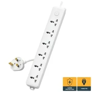 Deli CT705ES 3 Pin 6 Port 3 Meter Power Strip With Surge Protection